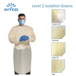 Intco Isolation Gown - Yellow color (1set 10pcs)