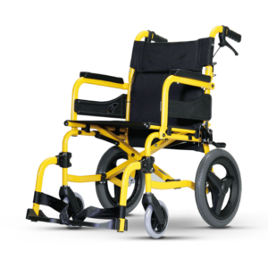 Karma lightweight aluminum wheelchair with handbrake (Black Yellow - Small Wheels)