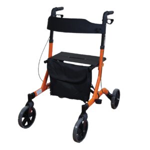 Aidapt Deluxe Ultra Lightweight Folding 4 Wheeled Rollator - Orange