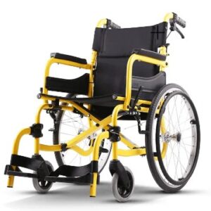 Karma lightweight aluminum wheelchair with handbrake (Black Yellow - Large Wheels)